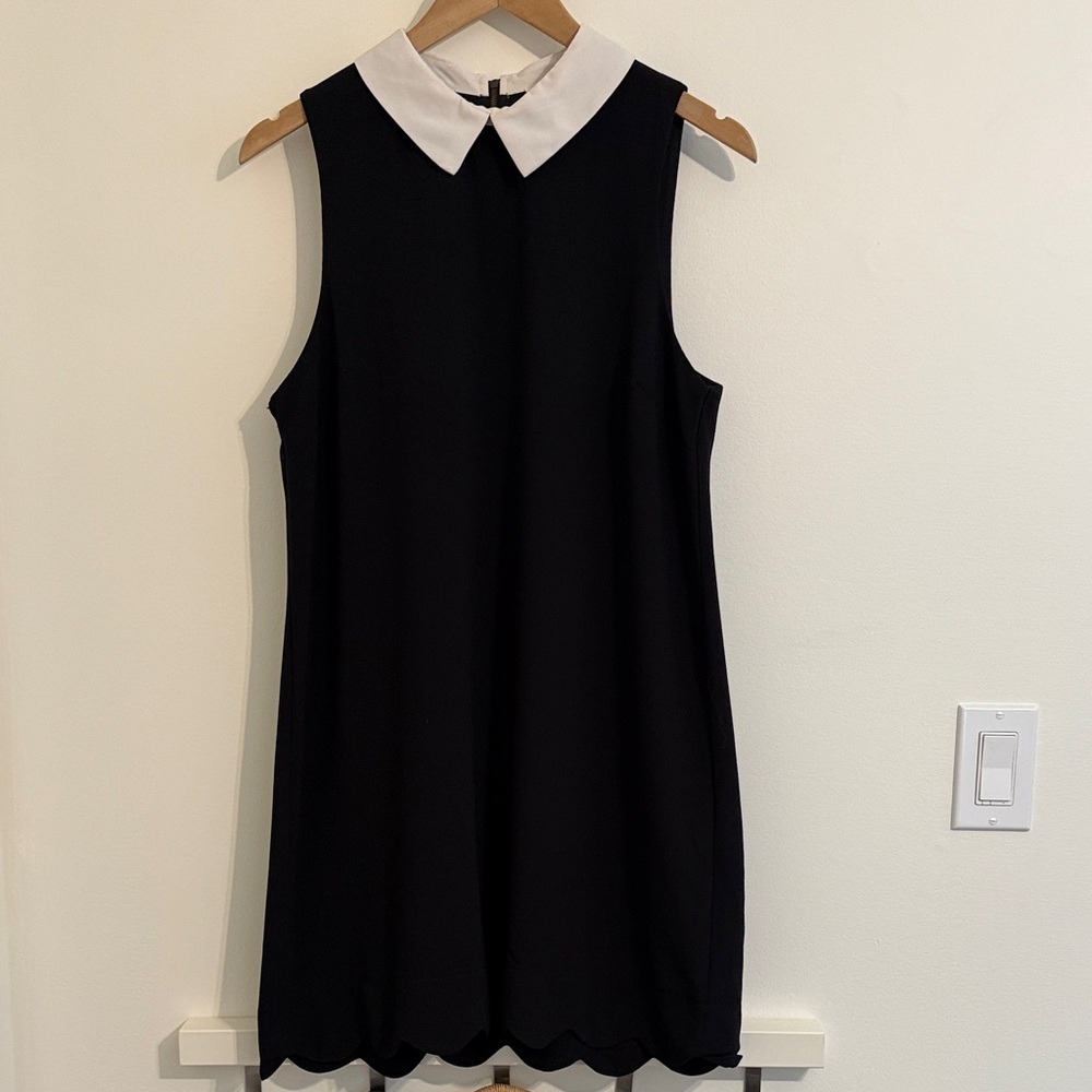 Monteau Black Mini Dress with White Collar